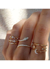 Huitich Gold Stacking Rings Set Elegant 7 - Piece Jewelry - Mumzar