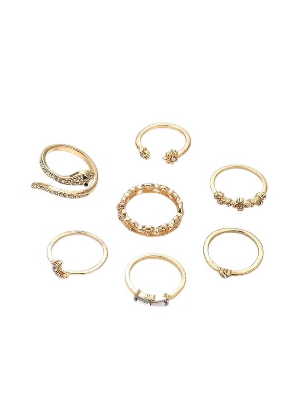 Huitich Gold Stacking Rings Set Elegant 7 - Piece Jewelry - Mumzar