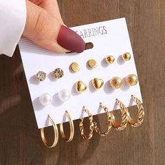 Huitich Gold Vintage Pearl Earrings Set - Mumzar