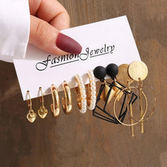 Huitich Gold Vintage Pearl Earrings Set - Mumzar