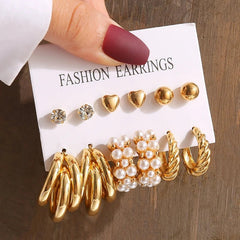 Huitich Gold Vintage Pearl Earrings Set - Mumzar