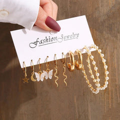 Huitich Gold Vintage Pearl Earrings Set - Mumzar