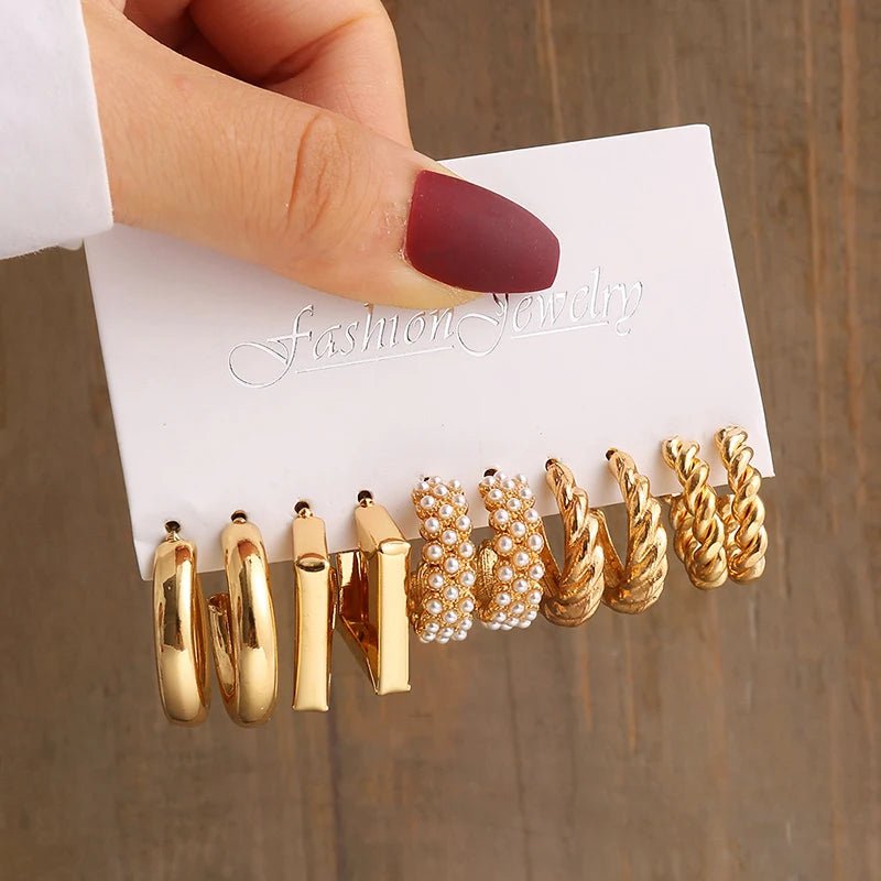 Huitich Gold Vintage Pearl Earrings Set - Mumzar