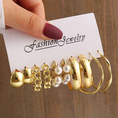 Huitich Gold Vintage Pearl Earrings Set - Mumzar