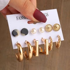 Huitich Gold Vintage Pearl Earrings Set - Mumzar