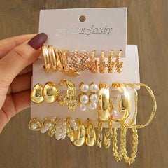 Huitich Gold Vintage Pearl Earrings Set - Mumzar