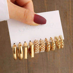 Huitich Gold Vintage Pearl Earrings Set - Mumzar