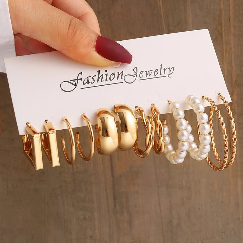 Huitich Gold Vintage Pearl Earrings Set - Mumzar