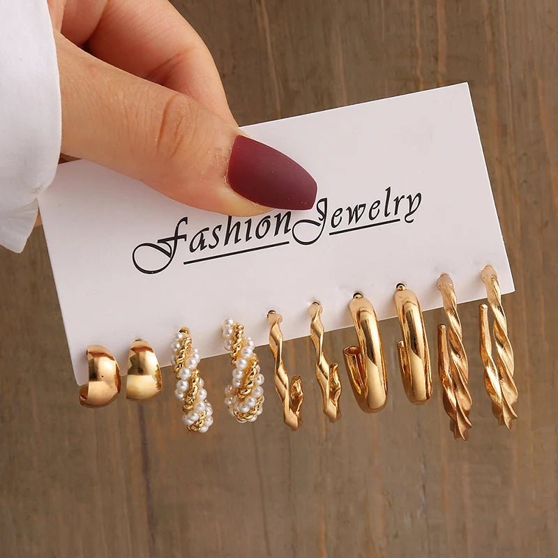 Huitich Gold Vintage Pearl Earrings Set - Mumzar