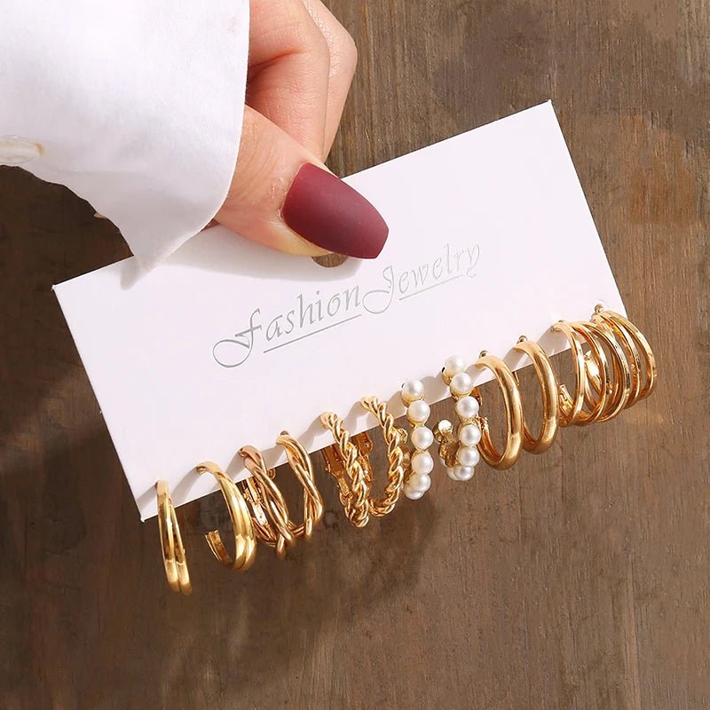 Huitich Gold Vintage Pearl Earrings Set - Mumzar