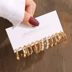 Huitich Gold Vintage Pearl Earrings Set - Mumzar
