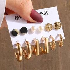 Huitich Gold Vintage Pearl Earrings Set - Mumzar