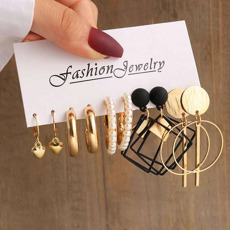 Huitich Gold Vintage Pearl Earrings Set - Mumzar