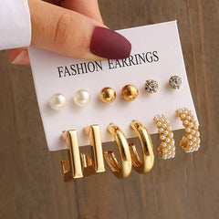 Huitich Gold Vintage Pearl Earrings Set - Mumzar