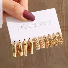 Huitich Gold Vintage Pearl Earrings Set - Mumzar