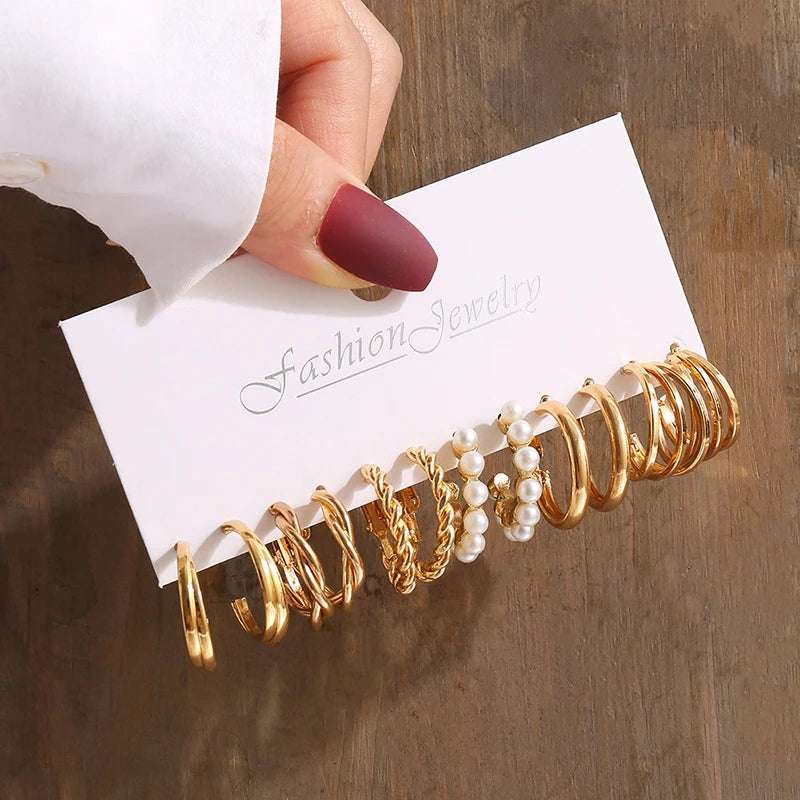 Huitich Gold Vintage Pearl Earrings Set - Mumzar