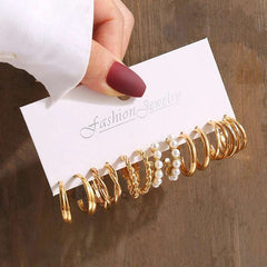 Huitich Gold Vintage Pearl Earrings Set - Mumzar