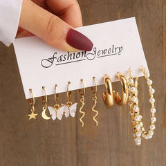 Huitich Gold Vintage Pearl Earrings Set - Mumzar