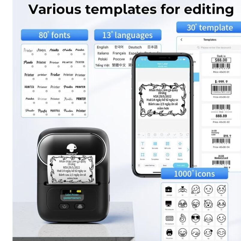 Huitich Grey Thermal Label Maker Compact Printer - Mumzar
