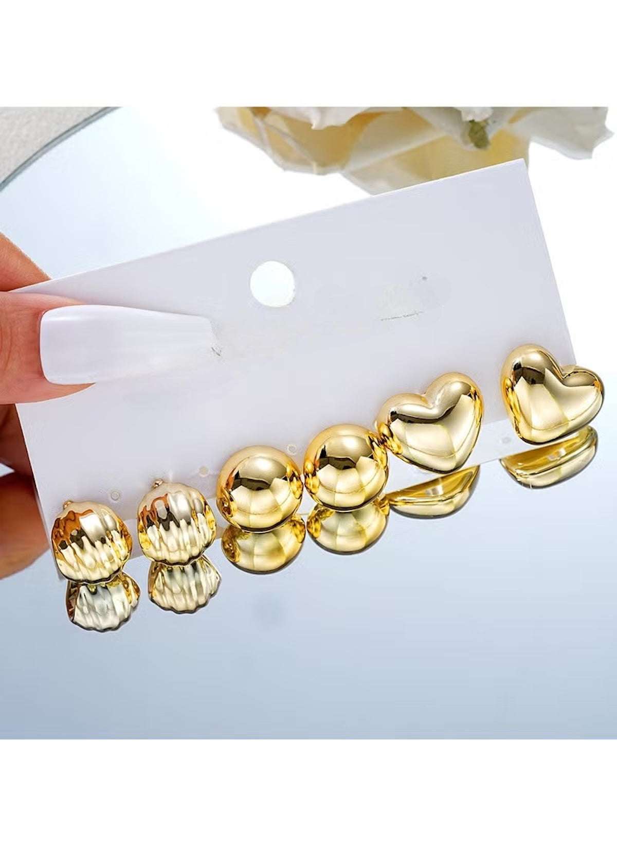 Huitich Half Circle Earrings 3 Piece Set Gold Tone - Mumzar