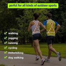 High-visibility reflective safety belt on runners with cross-back straps