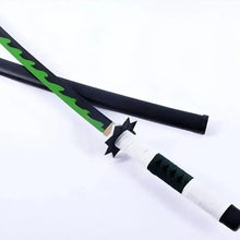 Kids katana sword toy with white grip wrap, black pommel, and green camo stripe