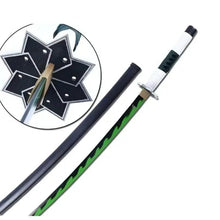 Kids katana sword toy with star-shaped guard and green camo patterned blade
