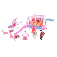 Huitich Kids Motorhome Playset with Helicopter & Figures - Mumzar