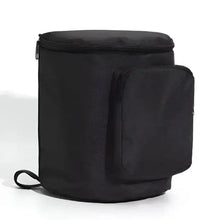 Black stroller bag with front zip pocket and carry strap