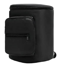 Black stroller bag with front organizer pouch and zip closure, side carry strap