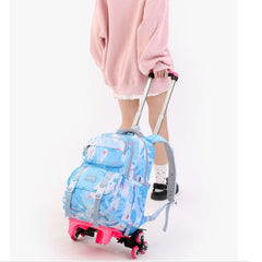 Huitich Lightweight Blue School Backpack with Wheels for Kids - Mumzar
