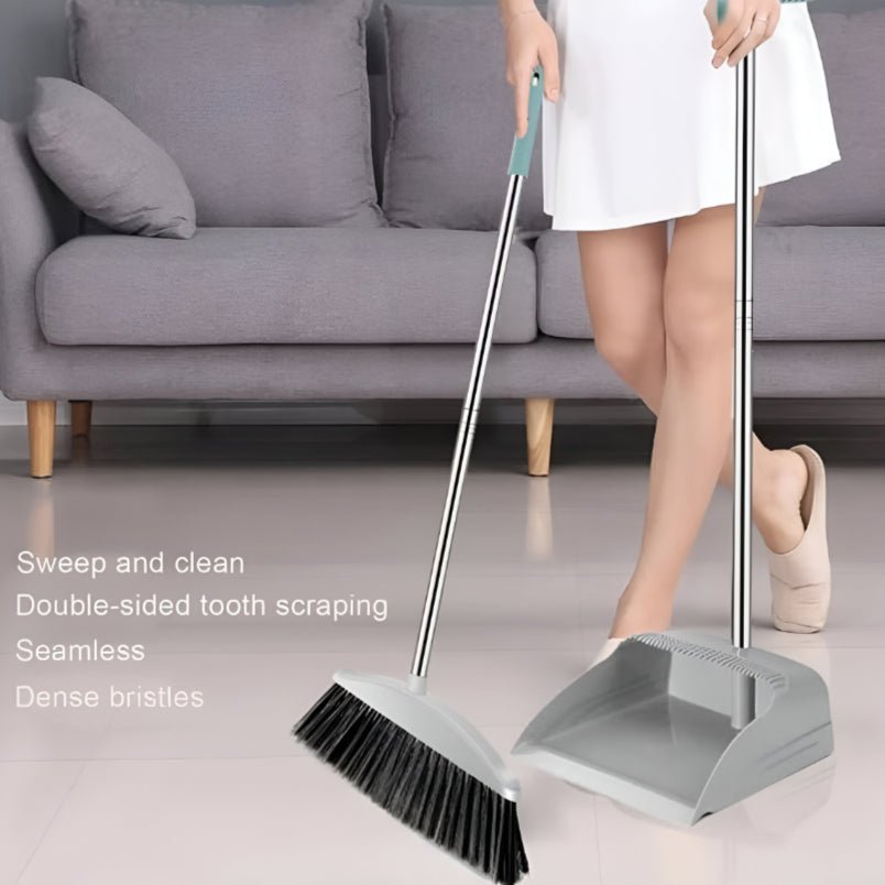 Huitich Long Handled Broom and Dustpan Set Durable Cleaning - Mumzar