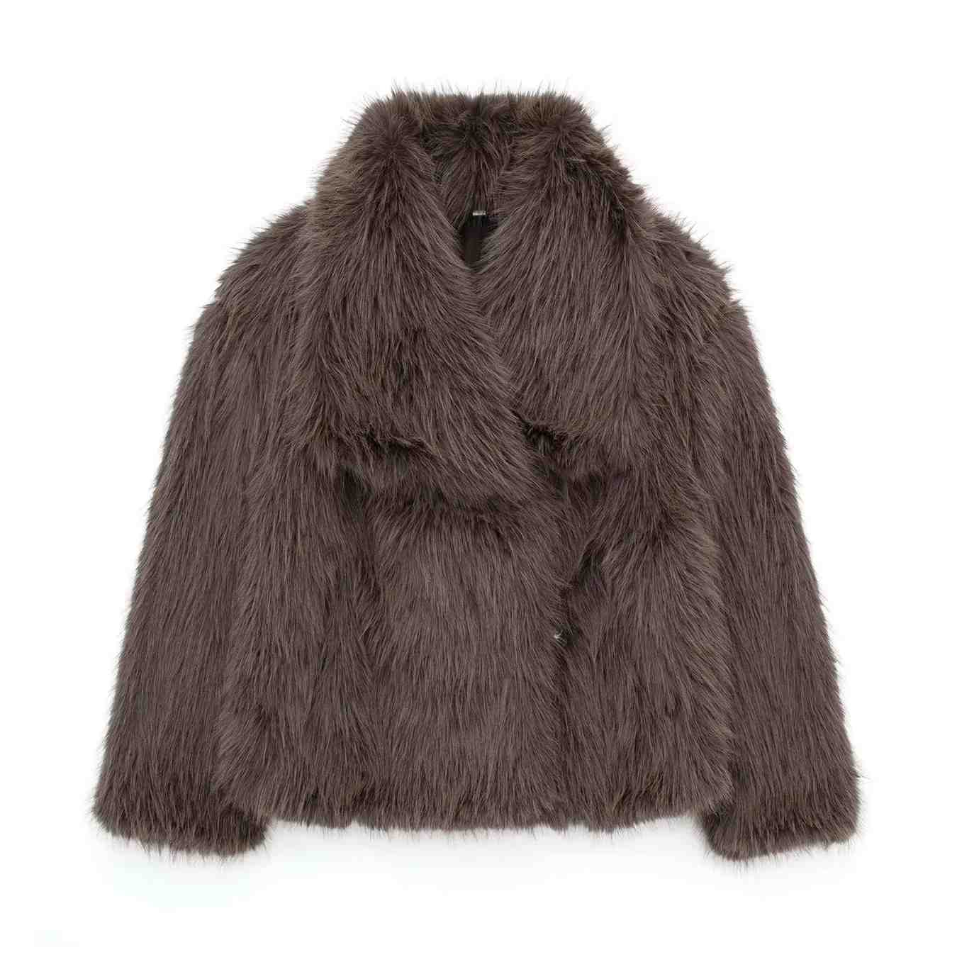 Huitich Long Sleeve Snap - Button Faux Fur Coat - Mumzar
