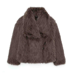 Huitich Long Sleeve Snap - Button Faux Fur Coat - Mumzar