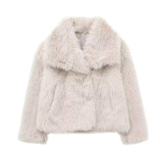 Huitich Long Sleeve Snap - Button Faux Fur Coat - Mumzar