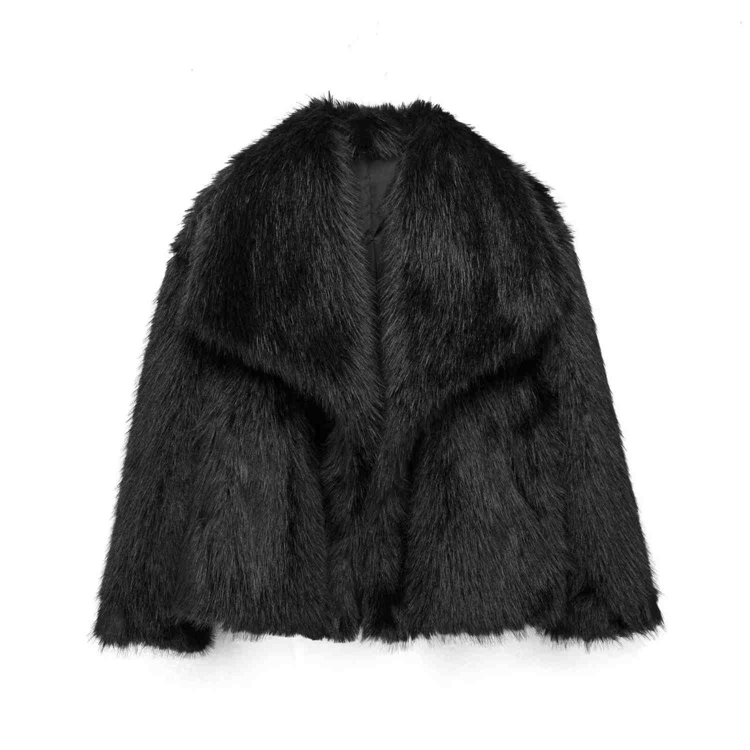 Huitich Long Sleeve Snap - Button Faux Fur Coat - Mumzar