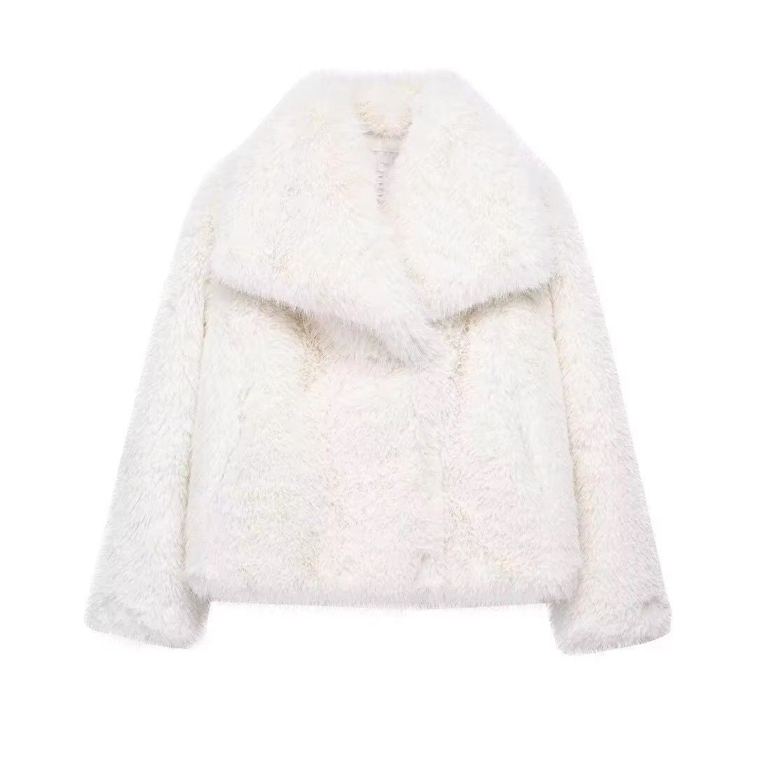 Huitich Long Sleeve Snap - Button Faux Fur Coat - Mumzar