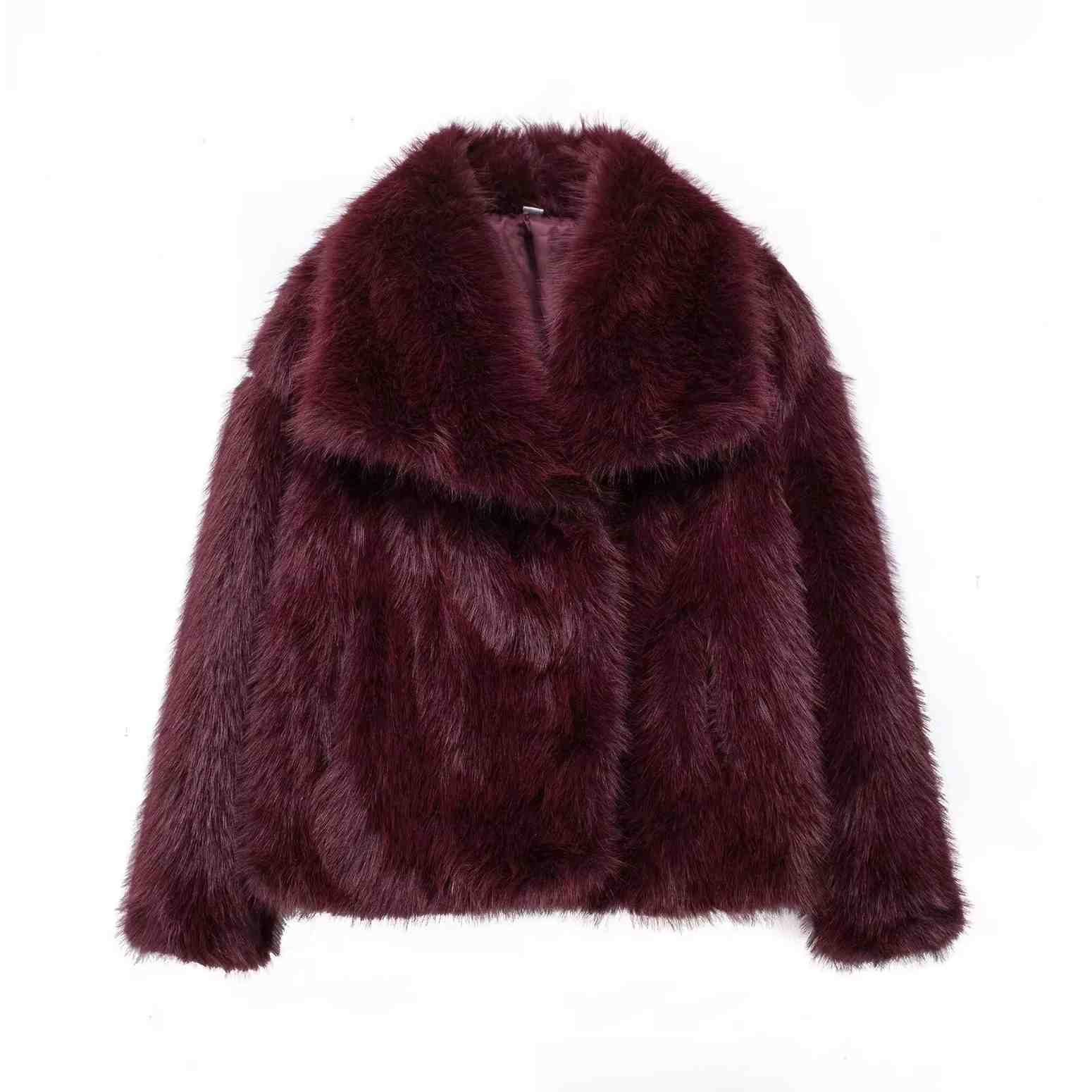Huitich Long Sleeve Snap - Button Faux Fur Coat - Mumzar