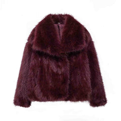 Huitich Long Sleeve Snap - Button Faux Fur Coat - Mumzar