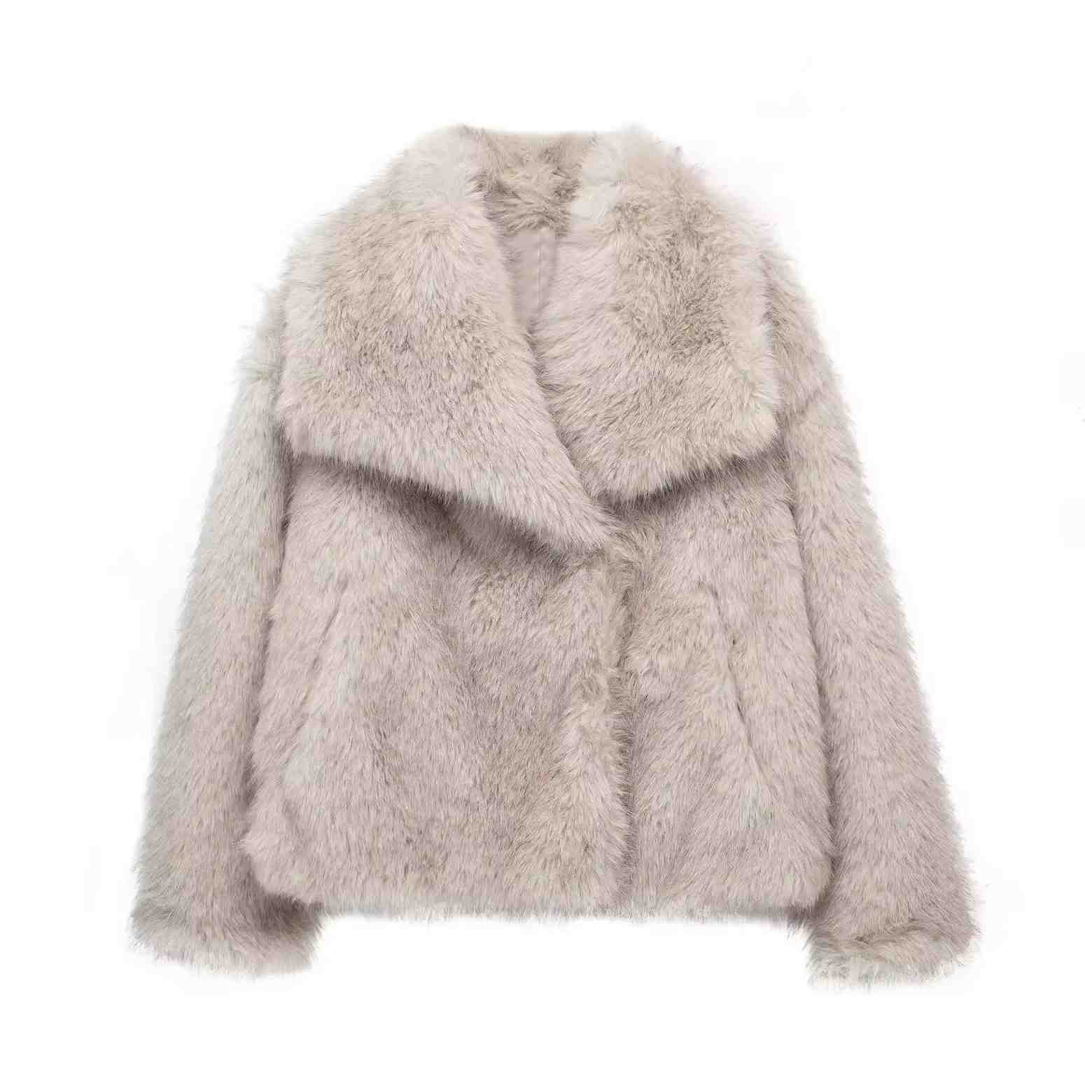 Huitich Long Sleeve Snap - Button Faux Fur Coat - Mumzar