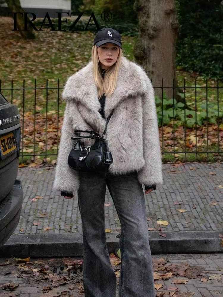 Huitich Long Sleeve Snap - Button Faux Fur Coat - Mumzar