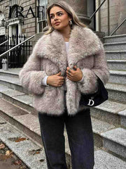 Huitich Long Sleeve Snap - Button Faux Fur Coat - Mumzar