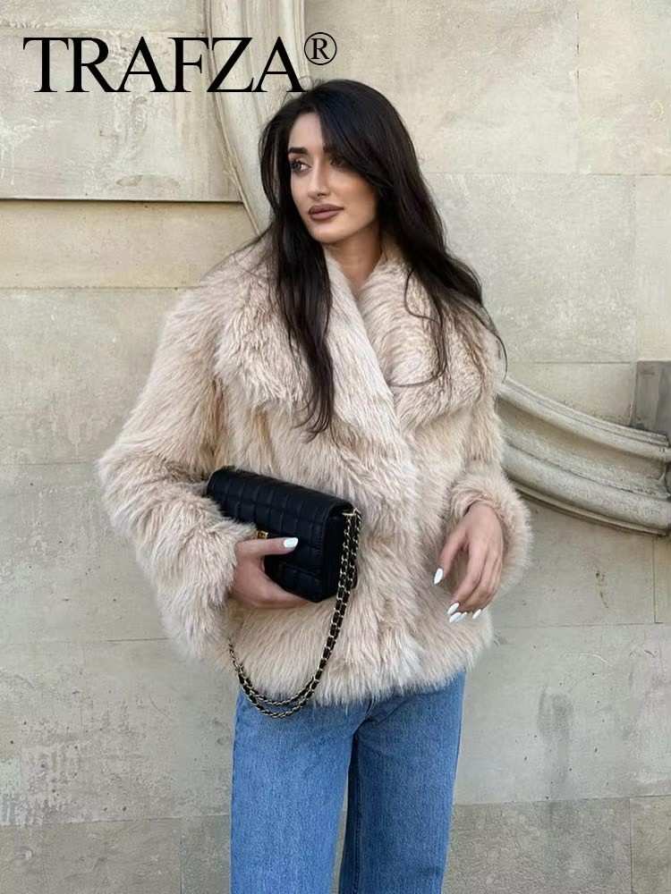 Huitich Long Sleeve Snap - Button Faux Fur Coat - Mumzar