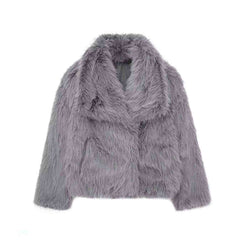 Huitich Long Sleeve Snap - Button Faux Fur Coat - Mumzar