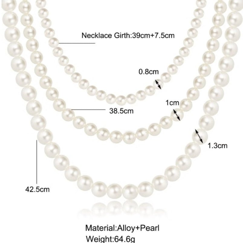 Huitich Luxury Pearl Necklace Multi - Strand Design - Mumzar