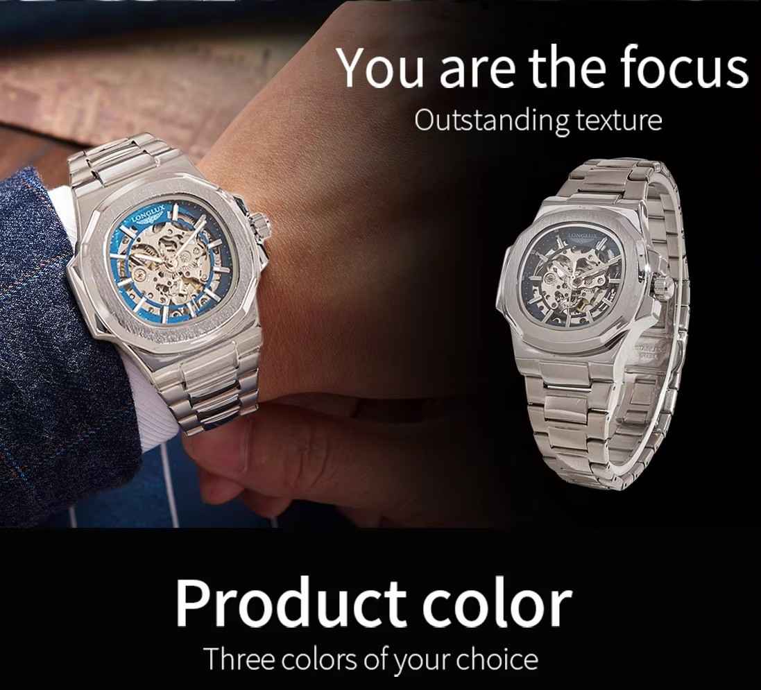 Huitich Luxury Stainless Steel Skeleton Watch for Men - Mumzar
