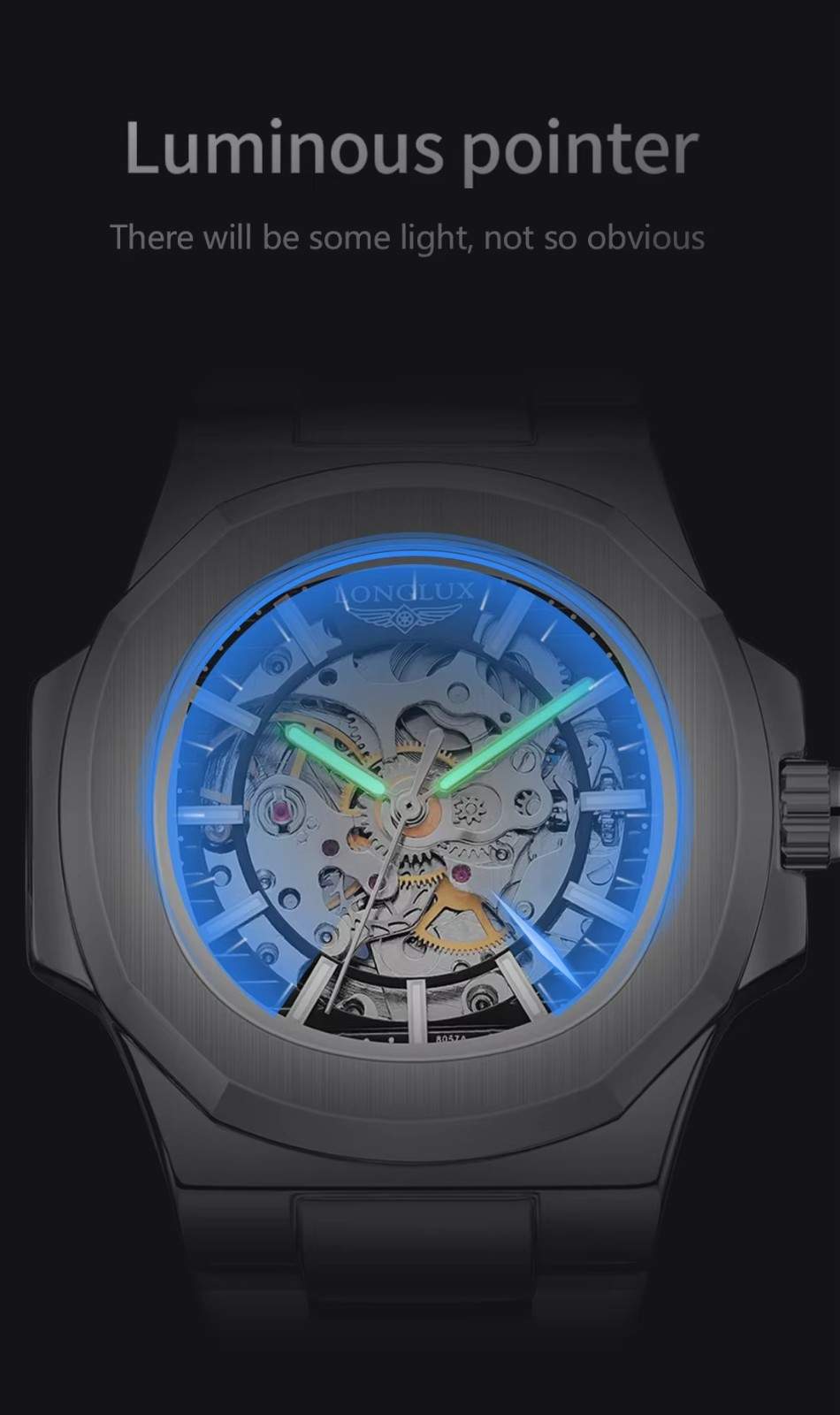 Huitich Luxury Stainless Steel Skeleton Watch for Men - Mumzar