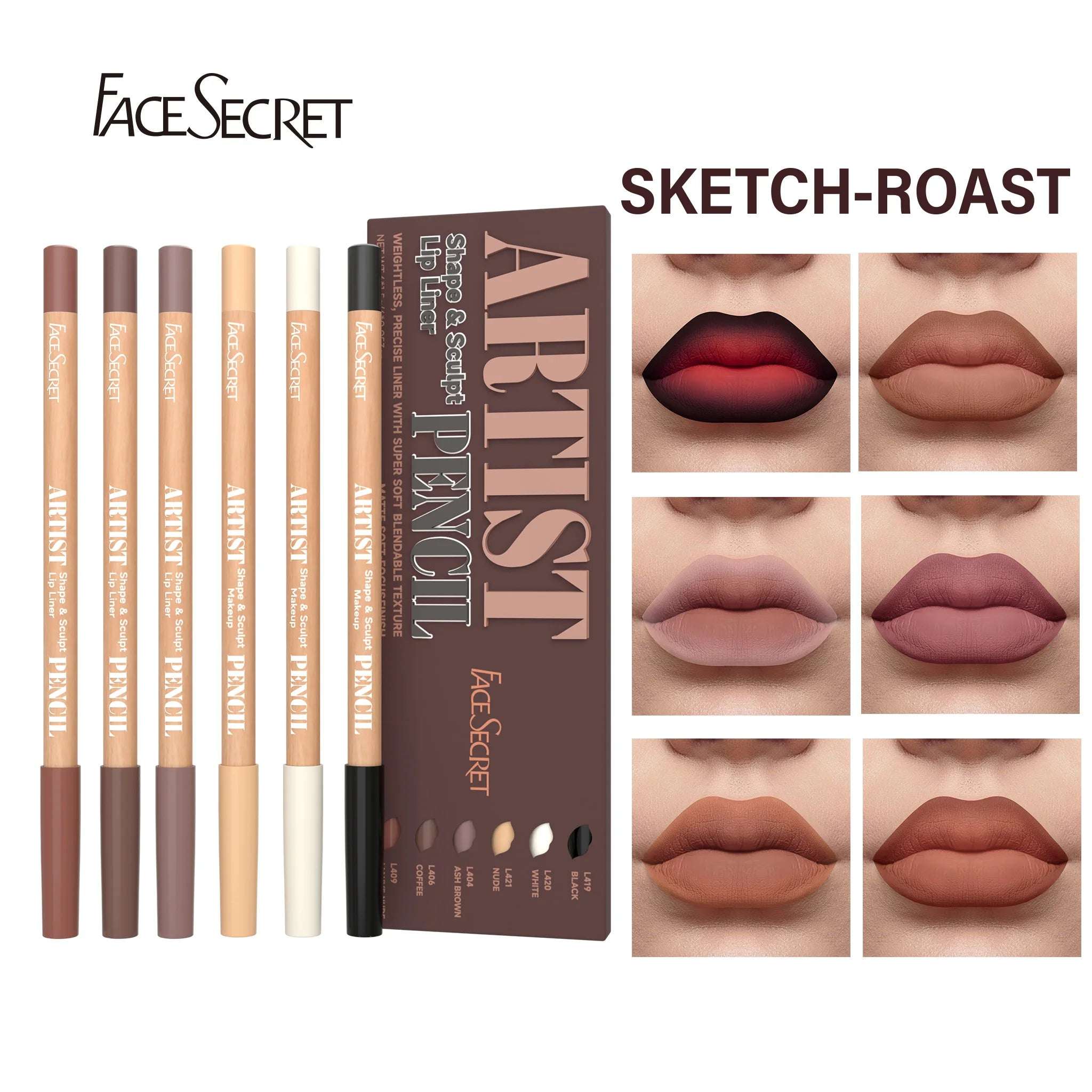 Huitich Matte Lip Liner Pencil Set 6 Colors - Mumzar