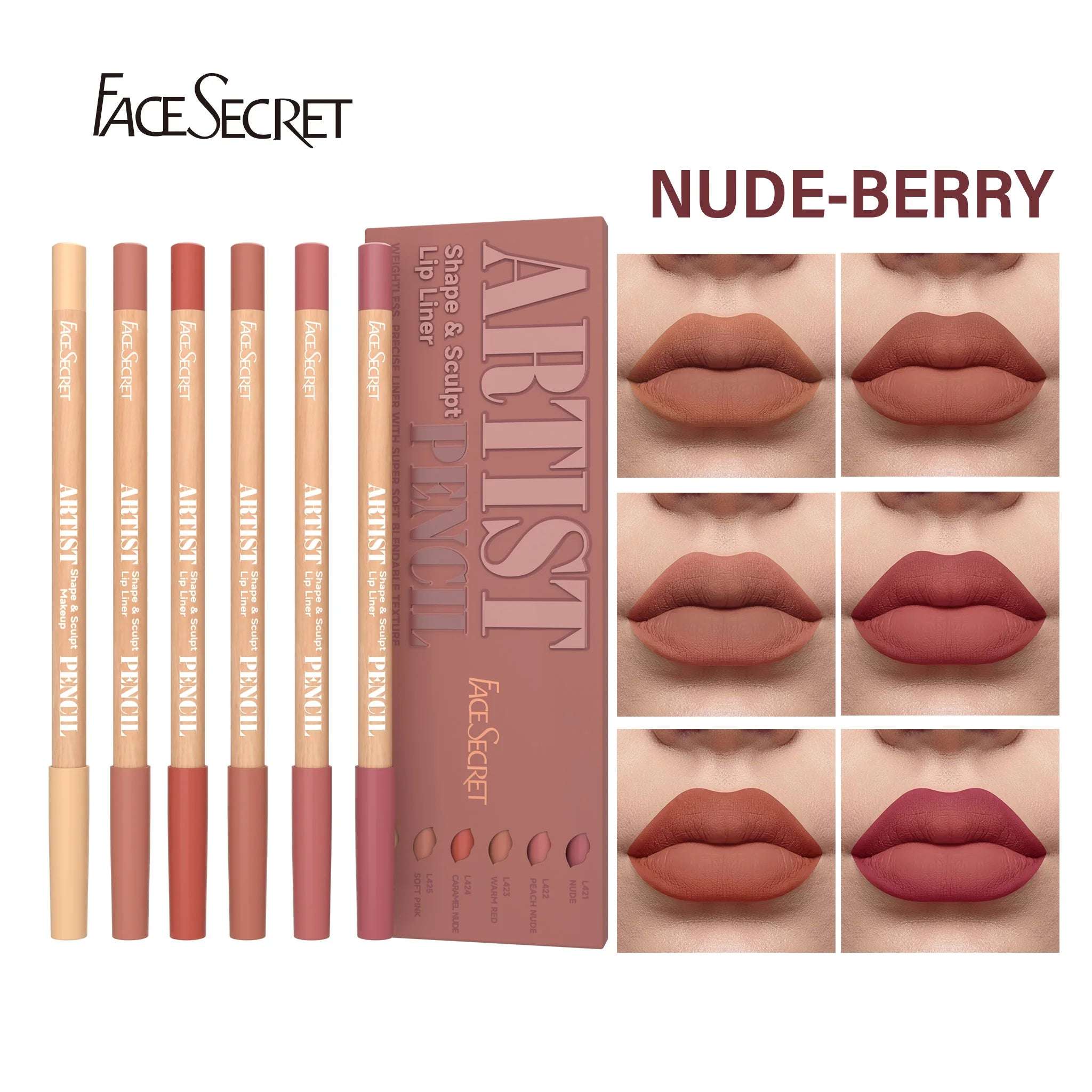 Huitich Matte Lip Liner Pencil Set 6 Colors - Mumzar