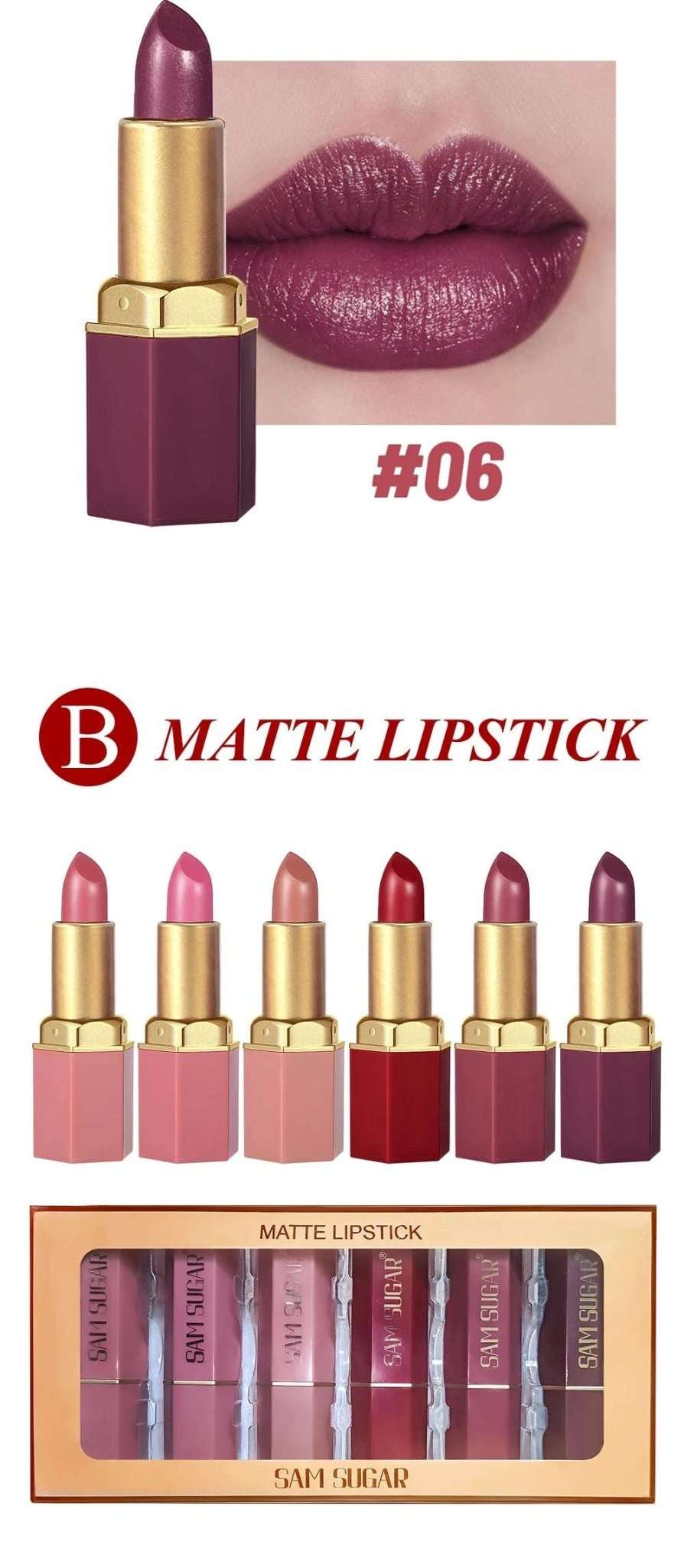 Huitich Matte Velvet Lipstick Set - 6 Colors - Mumzar